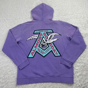 NWT Almost Someday Sweater Mens 2XL Purple French Terry Graphic Print Hoodie XXL